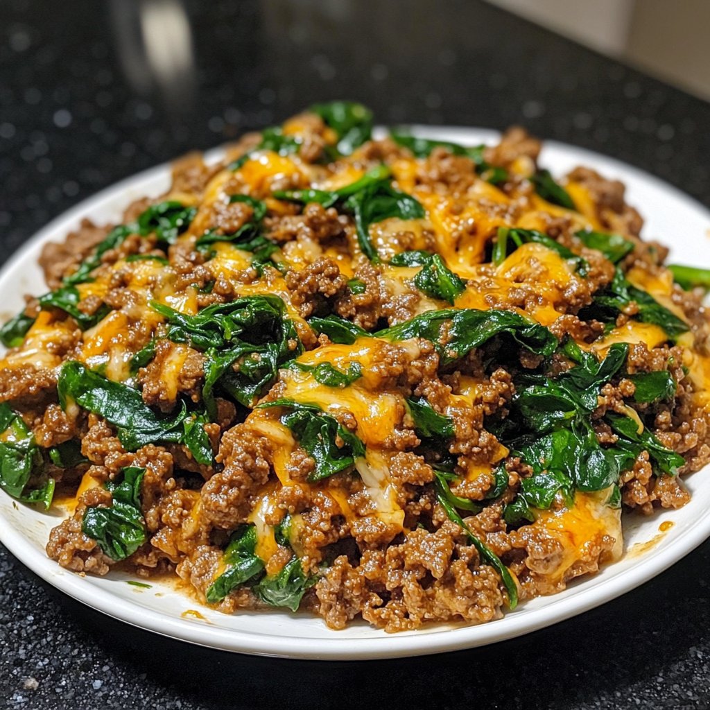 Ground Beef Skillet with Spinach