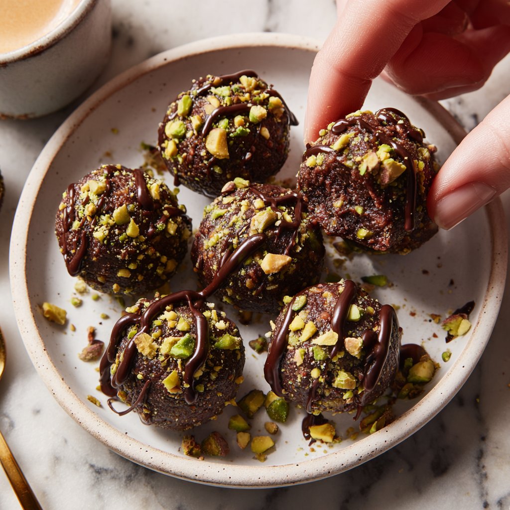 Chocolate Pistachio Fudge Bites
