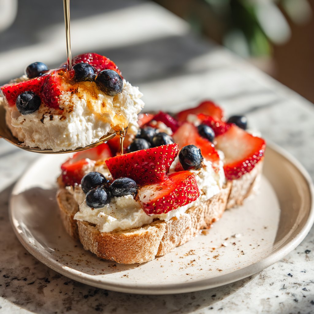 Valentines Breakfast Berry Ricotta Toast