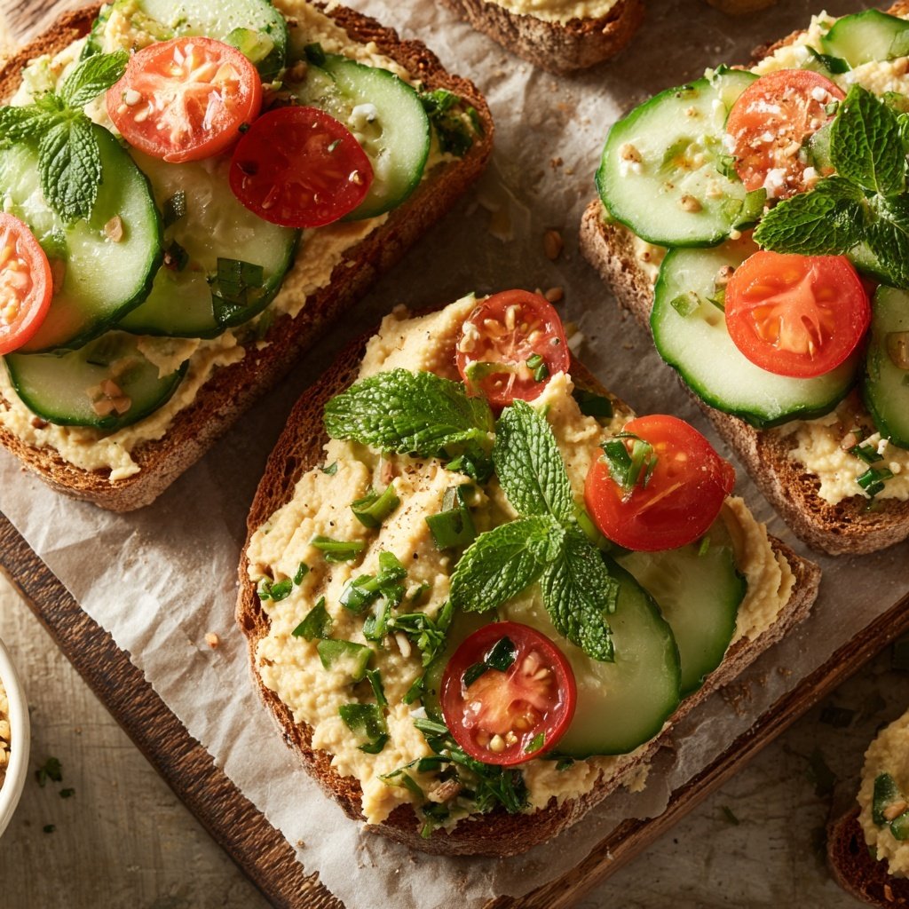 Healthy Lunch Hummus Veggie Sandwiches