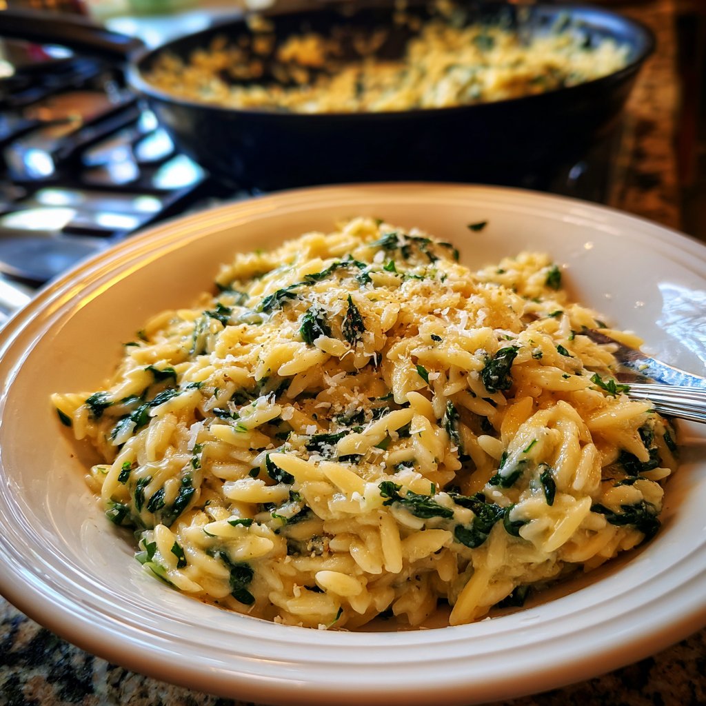 Creamy Spinach Parmesan Orzo