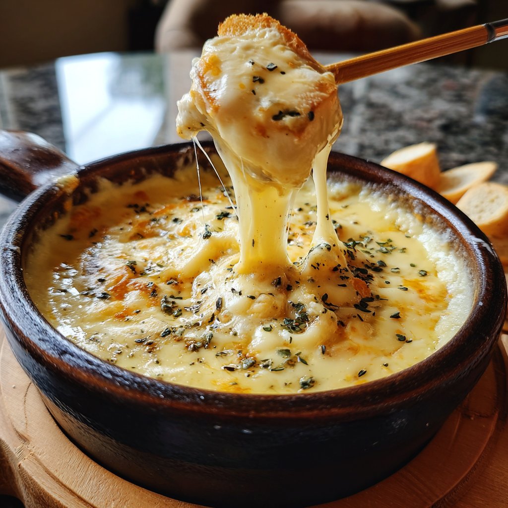 Fondue with Brie and Garlic