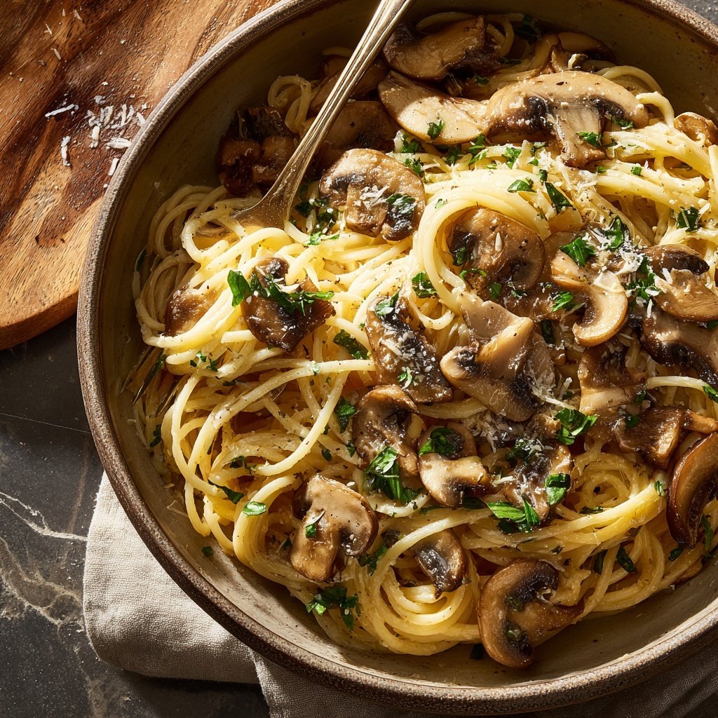 Roasted Garlic Mushroom Pasta