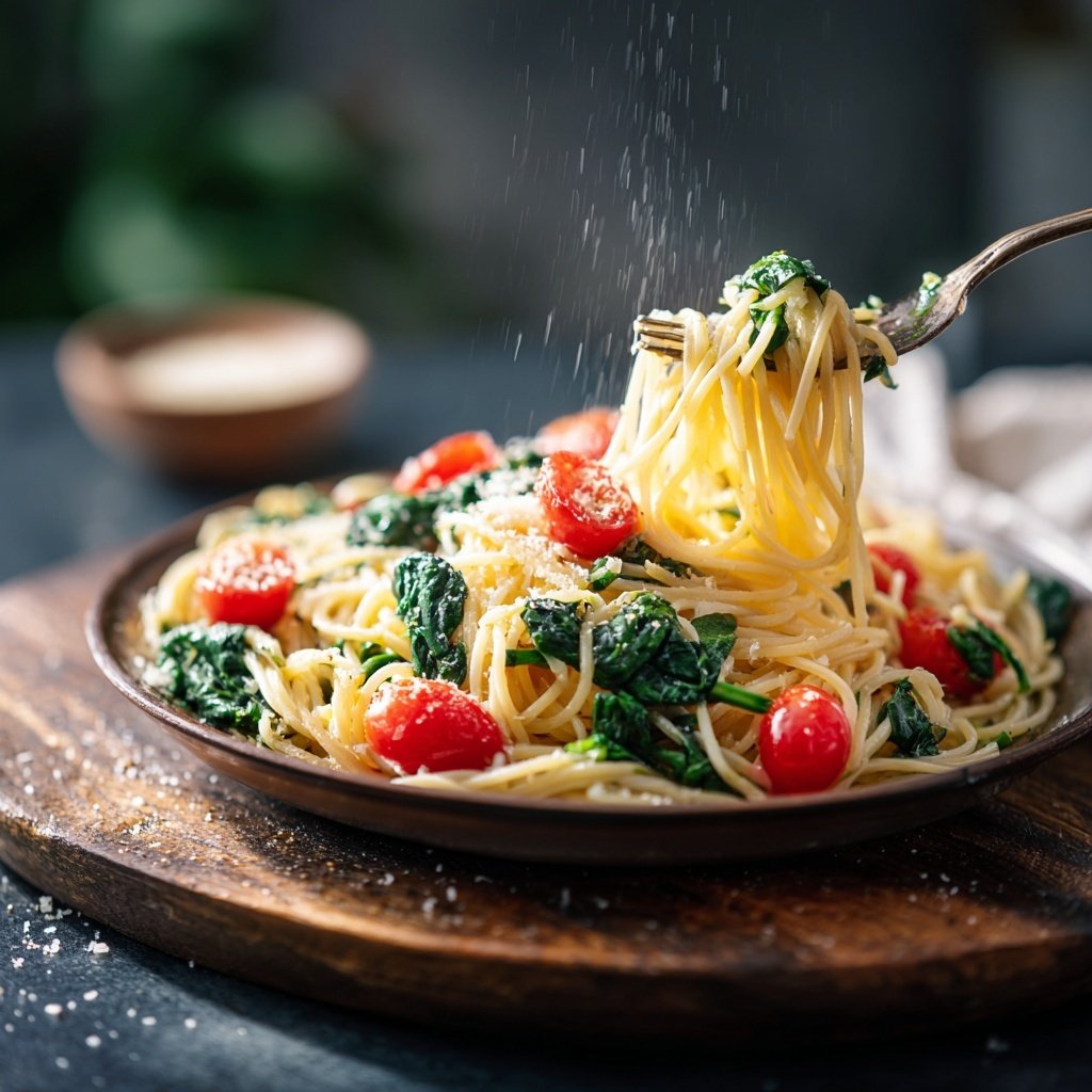 Angel Hair Pasta With Spinach And Tomatoes