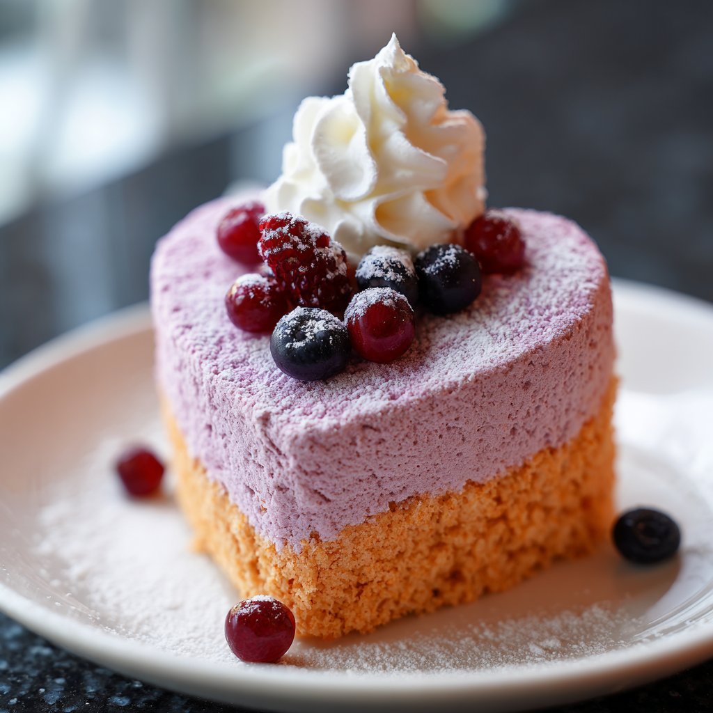 Mini Heart Cake with Berry Chantilly