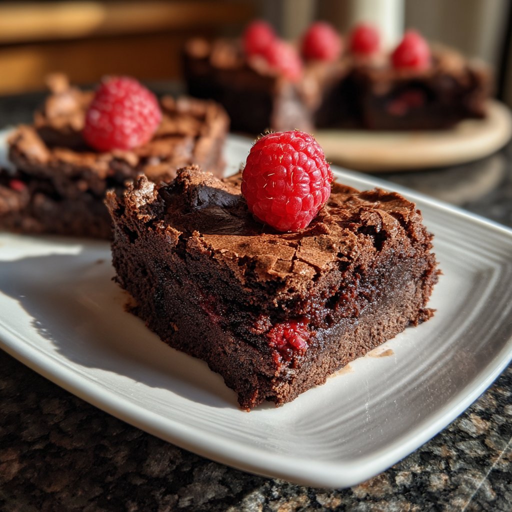 Cottage Cheese Brownies with Raspberries