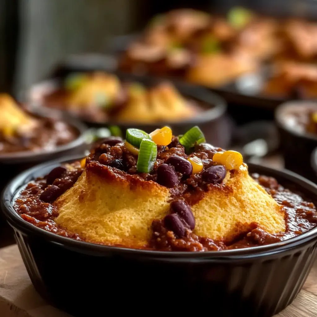 Texas Style Chili with Cornbread Crust